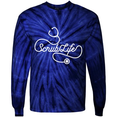Scrub Life Nurse Doctor Stethoscope Passionate Medical RN Tie-Dye Long Sleeve Shirt