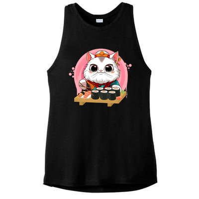 Sushi Lover Neko Cat Lovers Kawaii Anime Cute Sushi Gift Ladies PosiCharge Tri-Blend Wicking Tank