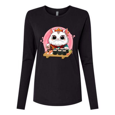 Sushi Lover Neko Cat Lovers Kawaii Anime Cute Sushi Gift Womens Cotton Relaxed Long Sleeve T-Shirt