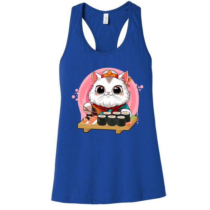 Sushi Lover Neko Cat Lovers Kawaii Anime Cute Sushi Gift Women's Racerback Tank