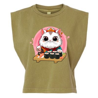 Sushi Lover Neko Cat Lovers Kawaii Anime Cute Sushi Gift Garment-Dyed Women's Muscle Tee