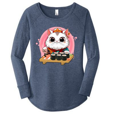 Sushi Lover Neko Cat Lovers Kawaii Anime Cute Sushi Gift Women's Perfect Tri Tunic Long Sleeve Shirt