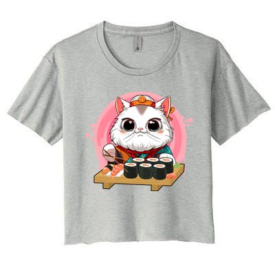 Sushi Lover Neko Cat Lovers Kawaii Anime Cute Sushi Gift Women's Crop Top Tee