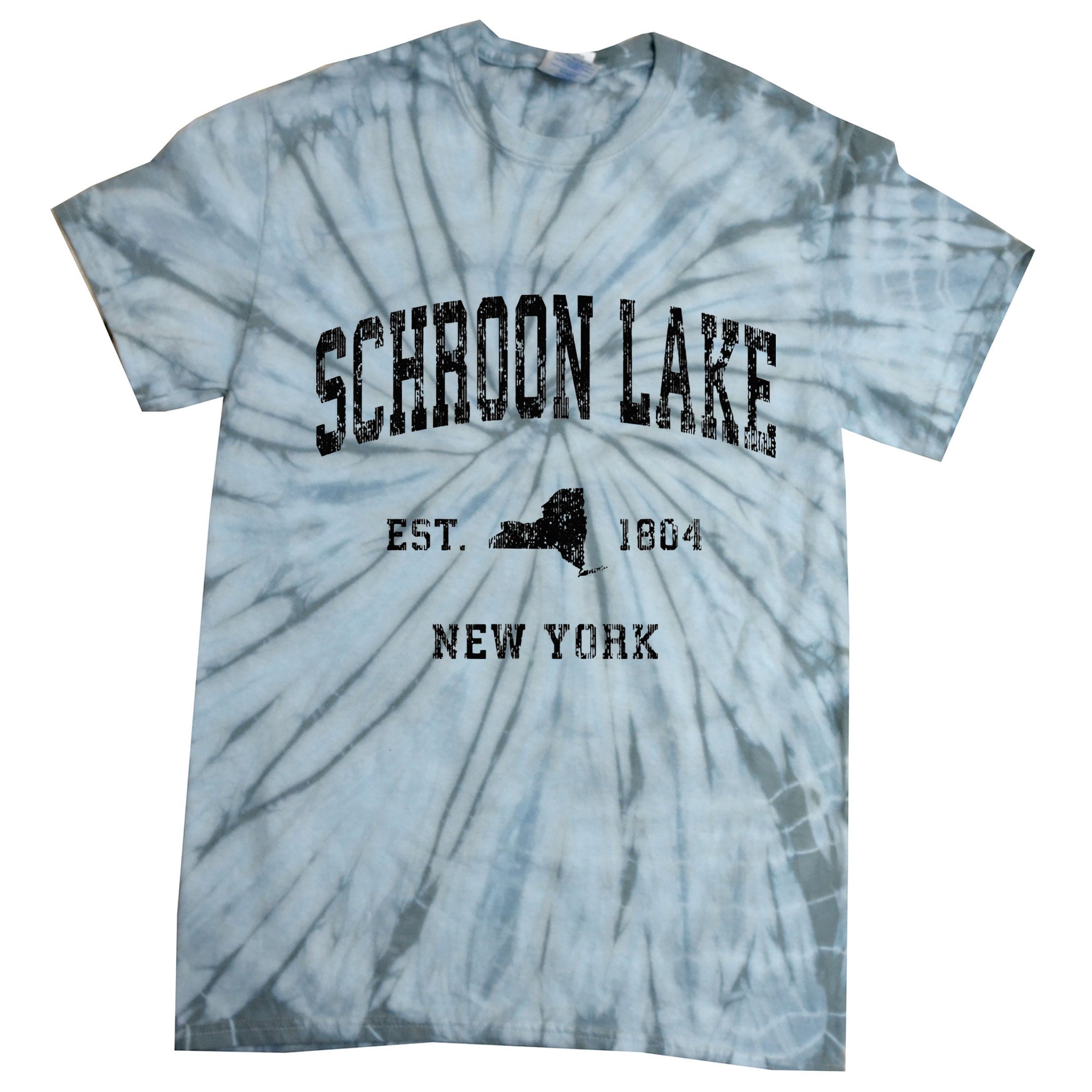 Schroon Lake New York Ny Athletic Black Sports Tie-Dye T-Shirt