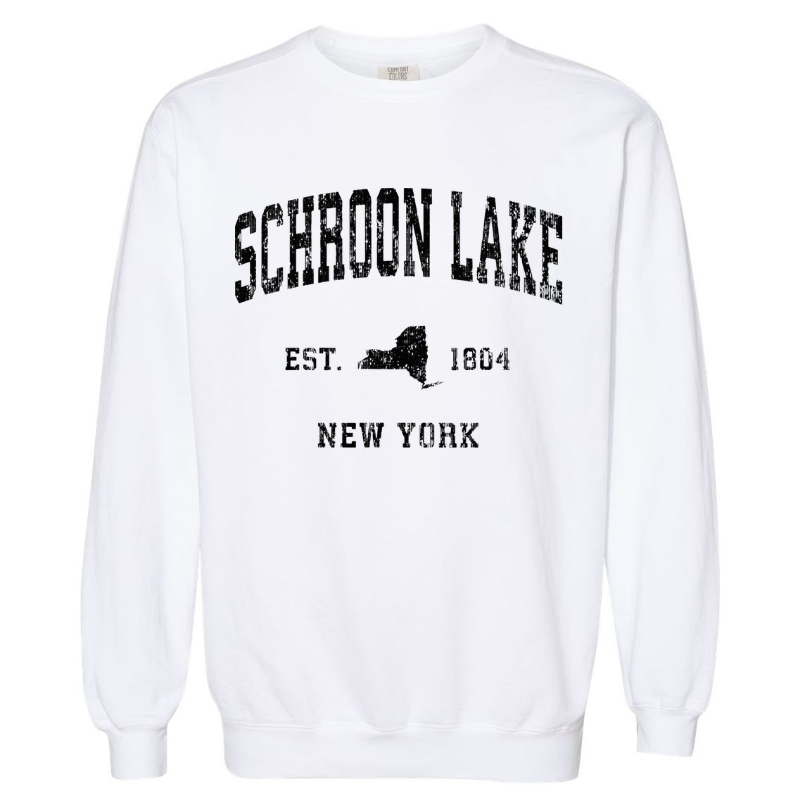 Schroon Lake New York Ny Athletic Black Sports Garment-Dyed Sweatshirt