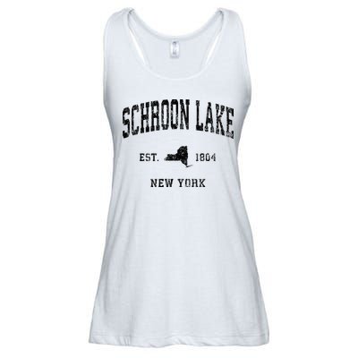 Schroon Lake New York Ny Athletic Black Sports Ladies Essential Flowy Tank