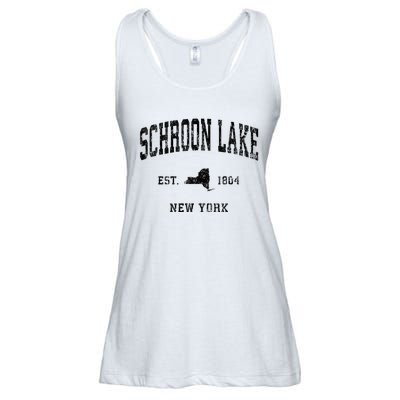 Schroon Lake New York Ny Athletic Black Sports Ladies Essential Flowy Tank