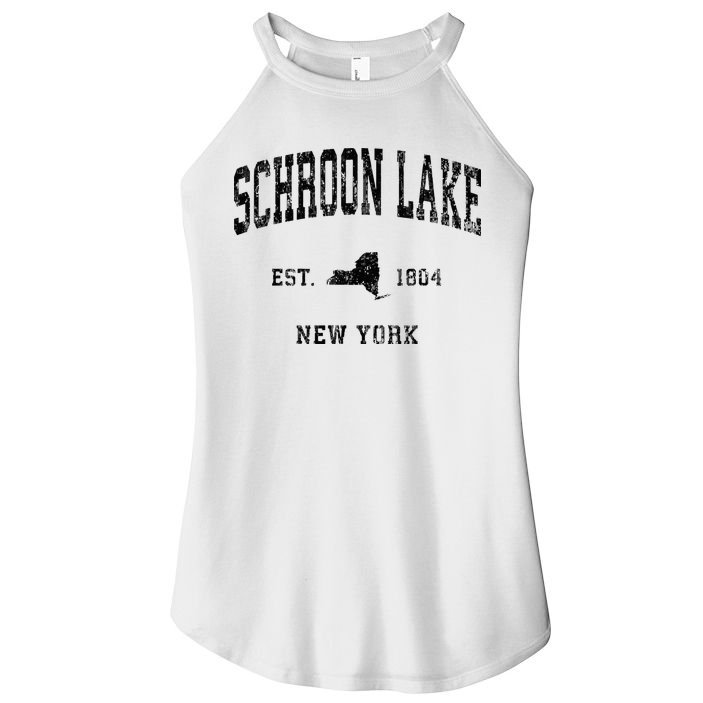 Schroon Lake New York Ny Athletic Black Sports Women's Perfect Tri Rocker Tank