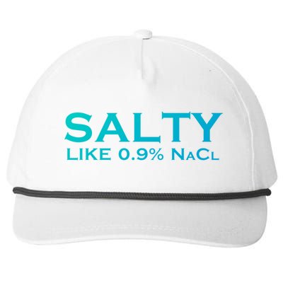 Salty Like Normal Saline 0 9 Nacl Nurse Medical Funny Wear Cool Gift Snapback Five-Panel Rope Hat