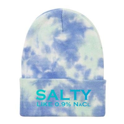 Salty Like Normal Saline 0 9 Nacl Nurse Medical Funny Wear Cool Gift Tie Dye 12in Knit Beanie