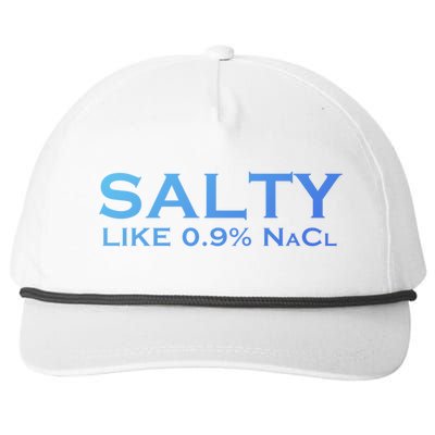 Salty Like Normal Saline 0 9 Nacl Nurse Medical Funny Wear Cool Gift Snapback Five-Panel Rope Hat