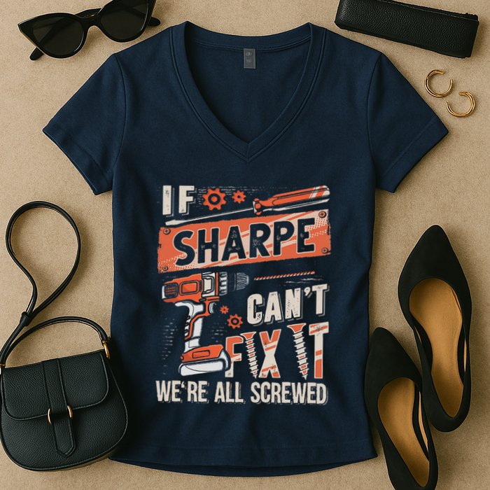 Sharpe Last Name If Sharpe CanT Fix It Women's V-Neck T-Shirt