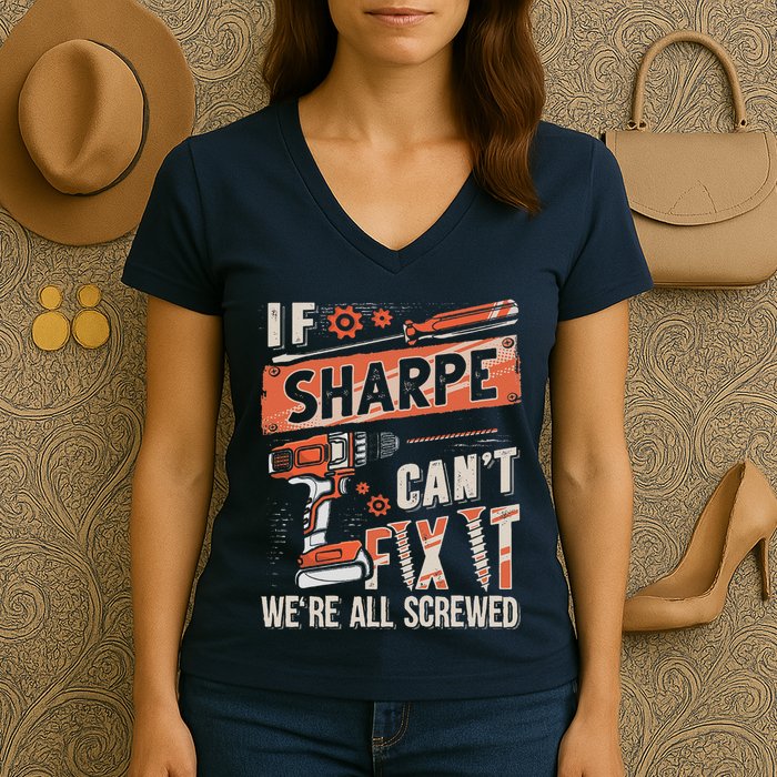 Sharpe Last Name If Sharpe CanT Fix It Women's V-Neck T-Shirt