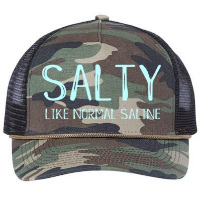 Salty Like Normal Saline Funny Inside Joke Nursing Nurse Cool Gift Retro Rope Trucker Hat Cap