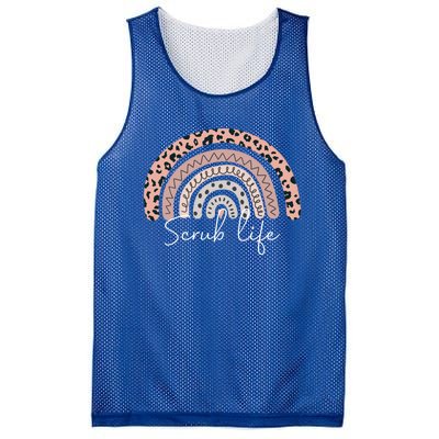 Scrub Life Nurse Cma Cna Rn Leopard Rainbow Nursing Gift Mesh Reversible Basketball Jersey Tank