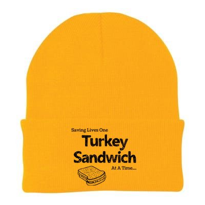 Saving Lives One Turkey Sandwich At A Time Er Nurse Humor Cute Gift Knit Cap Winter Beanie