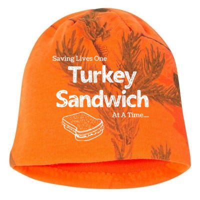 Saving Lives One Turkey Sandwich At A Time Er Nurse Humor Cute Gift Kati - Camo Knit Beanie