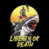 Skeleton Liberty Or Death Shark Halloween American Flag Drawstring Bag
