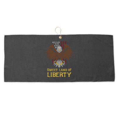 Sweet Land Of Liberty Eagle Over Distressed American Flag Gift Large Microfiber Waffle Golf Towel