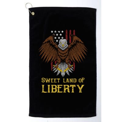 Sweet Land Of Liberty Eagle Over Distressed American Flag Gift Platinum Collection Golf Towel