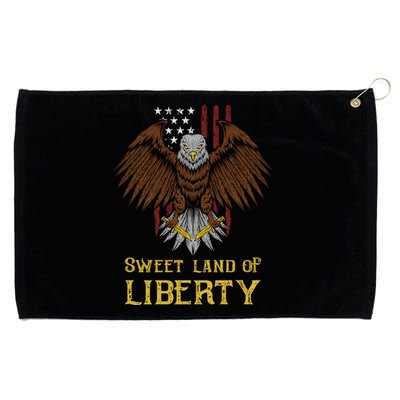 Sweet Land Of Liberty Eagle Over Distressed American Flag Gift Grommeted Golf Towel