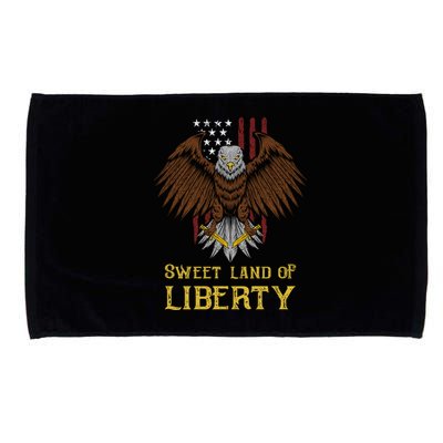 Sweet Land Of Liberty Eagle Over Distressed American Flag Gift Microfiber Hand Towel