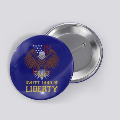 Sweet Land Of Liberty Eagle Over Distressed American Flag Gift Button