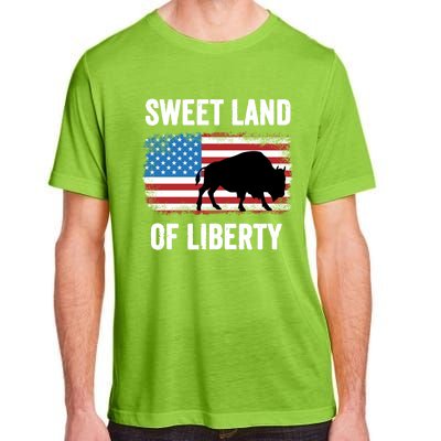 Sweet Land Of Liberty July 4th American Flag Buffalo Patriot Gift Adult ChromaSoft Performance T-Shirt