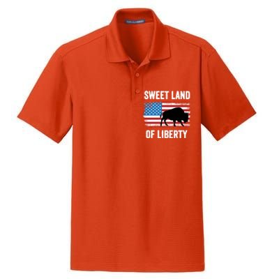 Sweet Land Of Liberty July 4th American Flag Buffalo Patriot Gift Dry Zone Grid Polo