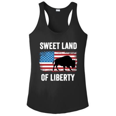 Sweet Land Of Liberty July 4th American Flag Buffalo Patriot Gift Ladies PosiCharge Competitor Racerback Tank