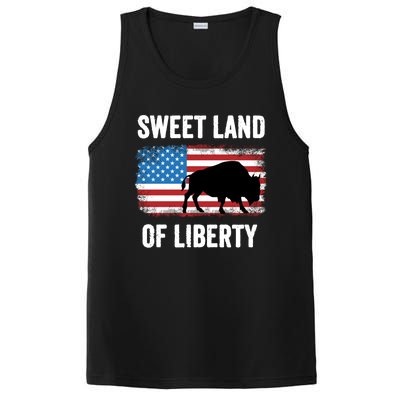 Sweet Land Of Liberty July 4th American Flag Buffalo Patriot Gift PosiCharge Competitor Tank