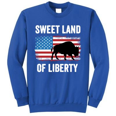 Sweet Land Of Liberty July 4th American Flag Buffalo Patriot Gift Sweatshirt