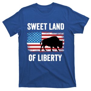 Sweet Land Of Liberty July 4th American Flag Buffalo Patriot Gift T-Shirt