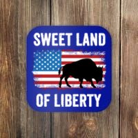 Sweet Land Of Liberty July 4th American Flag Buffalo Patriot Gift Coaster