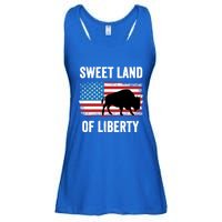 Sweet Land Of Liberty July 4th American Flag Buffalo Patriot Gift Ladies Essential Flowy Tank