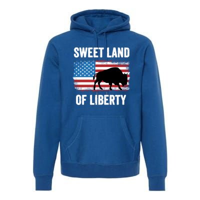 Sweet Land Of Liberty July 4th American Flag Buffalo Patriot Gift Premium Hoodie