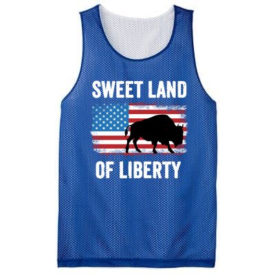 Sweet Land Of Liberty July 4th American Flag Buffalo Patriot Gift Mesh Reversible Basketball Jersey Tank