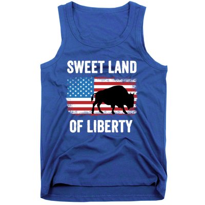 Sweet Land Of Liberty July 4th American Flag Buffalo Patriot Gift Tank Top