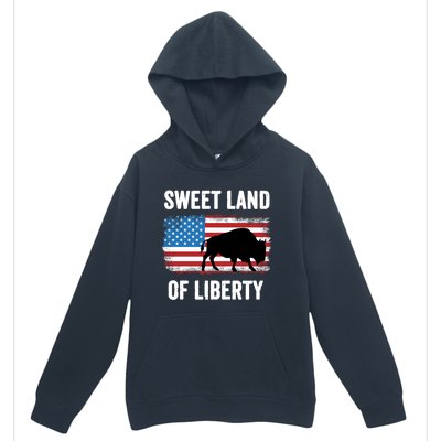 Sweet Land Of Liberty July 4th American Flag Buffalo Patriot Gift Urban Pullover Hoodie