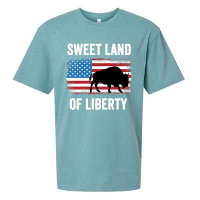 Sweet Land Of Liberty July 4th American Flag Buffalo Patriot Gift Sueded Cloud Jersey T-Shirt