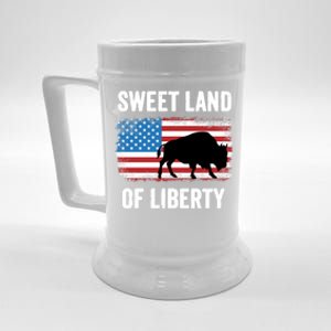 Sweet Land Of Liberty July 4th American Flag Buffalo Patriot Gift Beer Stein