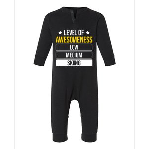 Ski Level Of Awesoess Skiing Gift Infant Fleece One Piece