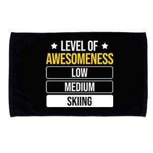 Ski Level Of Awesoess Skiing Gift Microfiber Hand Towel