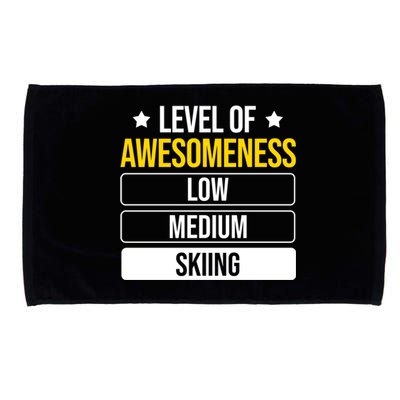 Ski Level Of Awesoess Skiing Gift Microfiber Hand Towel