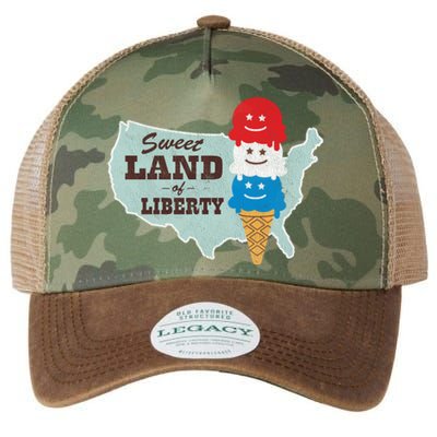 Sweet Land Of Liberty Patriotic 4th Of July Ice Cream Gift Legacy Tie Dye Trucker Hat