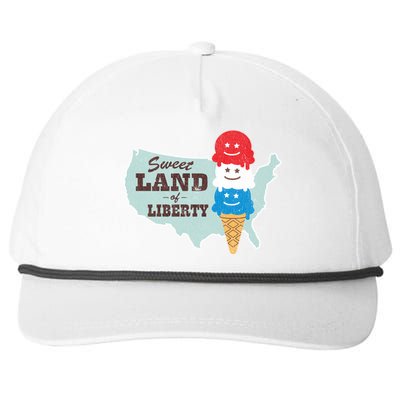 Sweet Land Of Liberty Patriotic 4th Of July Ice Cream Gift Snapback Five-Panel Rope Hat