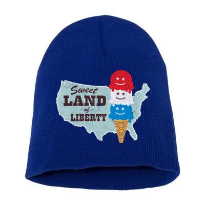 Sweet Land Of Liberty Patriotic 4th Of July Ice Cream Gift Short Acrylic Beanie