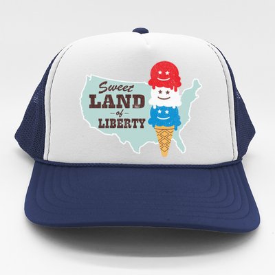 Sweet Land Of Liberty Patriotic 4th Of July Ice Cream Gift Trucker Hat