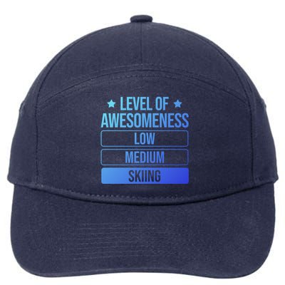 Ski Level Of Awesoess Skiing Cute Gift 7-Panel Snapback Hat