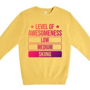 Ski Level Of Awesoess Skiing Cute Gift Premium Crewneck Sweatshirt